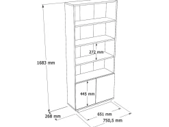 Sale Vente-unique Estante com 2 portas e 4 nichos - Branca e natural - LOTULA Natural claro / Branco
