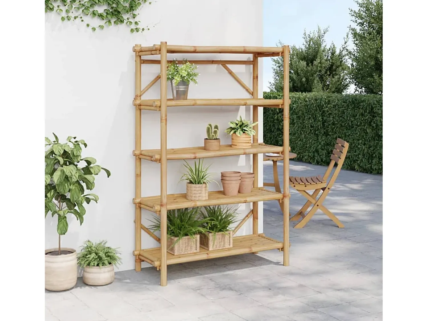 Estante com 5 prateleiras 100x40x150 cm bambu PT450664^ Prateleira