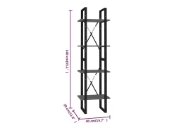 Vitrina|vidaxl Estante com 4 prateleiras 40x30x140 cm derivados madeira cinza Cinzento