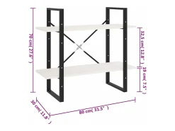 Vitrina*vidaxl Estante com 2 prateleiras 80x30x70 cm pinho maciço Branco