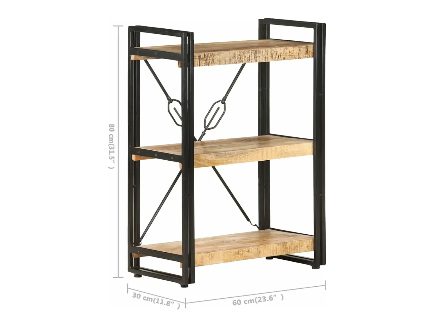 Online Estante com 3 prateleiras 60x30x80 cm madeira mangueira maciça PT666709 Castanho