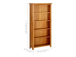 Clearance vidaxl Estante com 5 prateleiras 70x22x140 cm madeira carvalho maciça Castanho