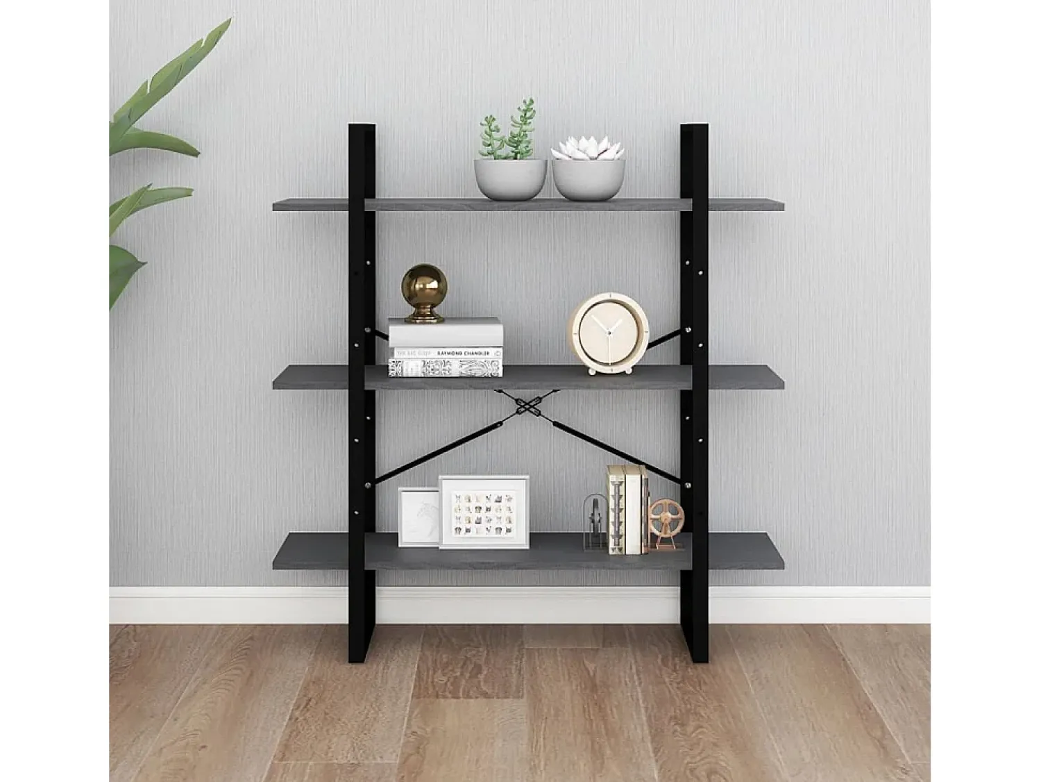 Vitrina|vidaxl Estante com 3 prateleiras 100x30x105 cm pinho maciço Cinzento