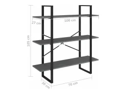 Vitrina|vidaxl Estante com 3 prateleiras 100x30x105 cm pinho maciço Cinzento