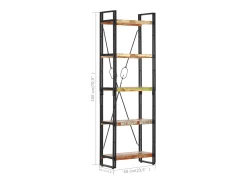 New vidaxl Estante com 5 prateleiras 60x30x180cm madeira recuperada maciça Castanho