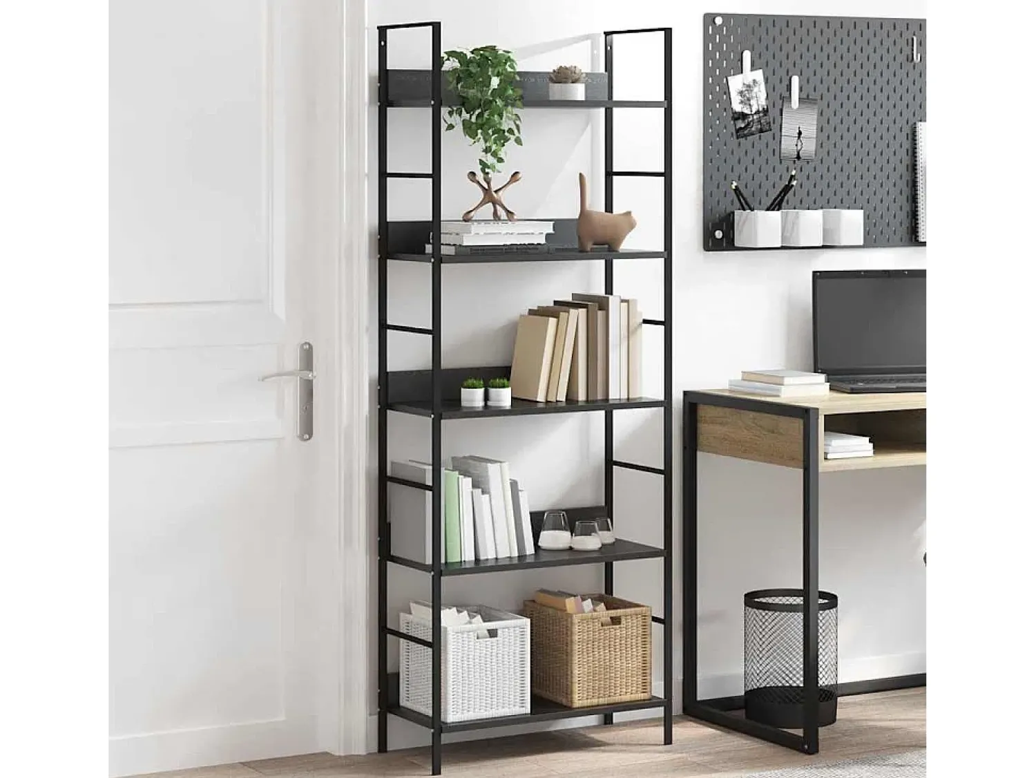 Vitrina|vidaxl Estante com 5 prateleiras derivados de madeira Preto