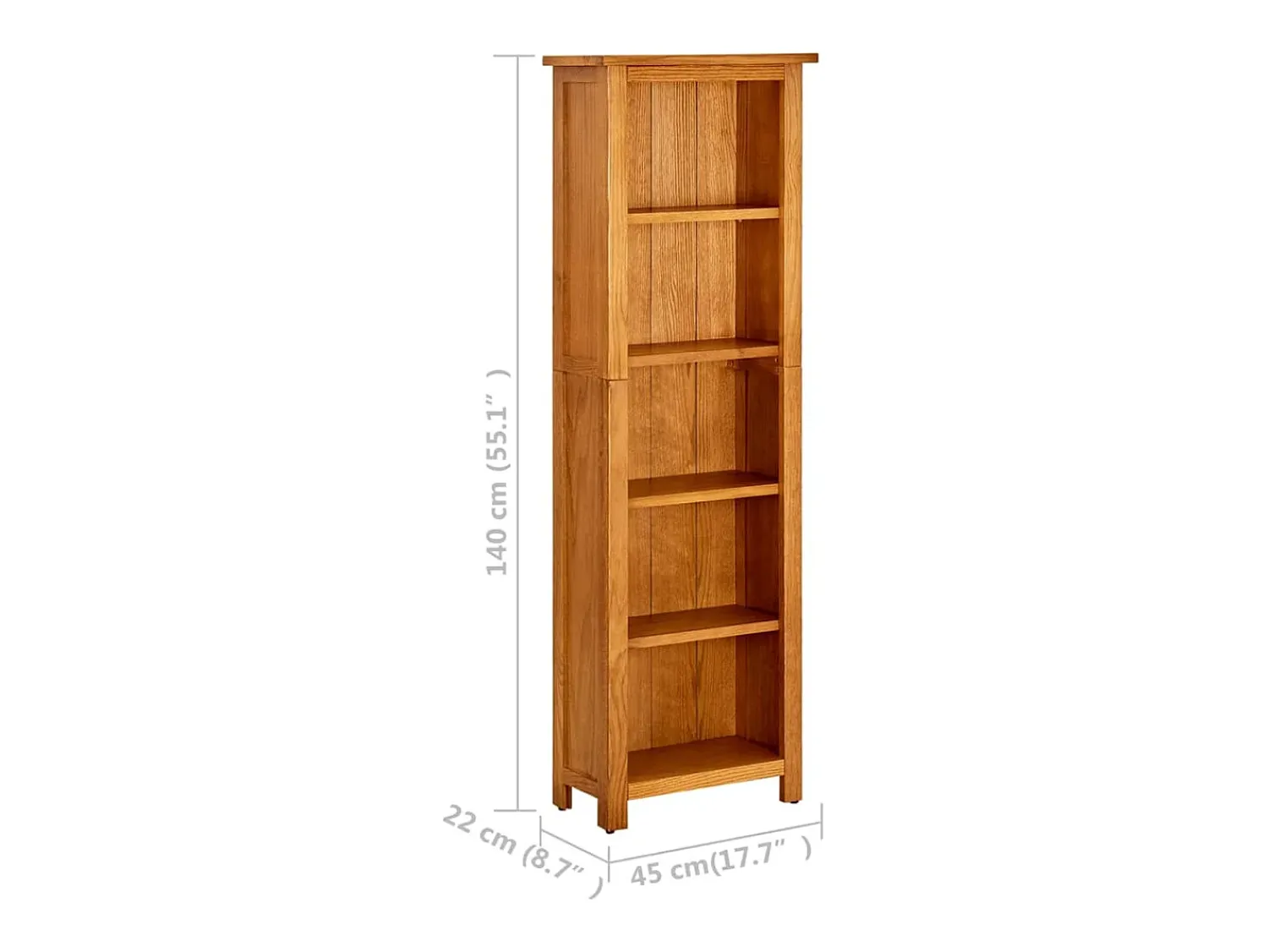 Vitrina*vidaxl Estante com 5 prateleiras 45x22x140 cm madeira carvalho maciça Castanho