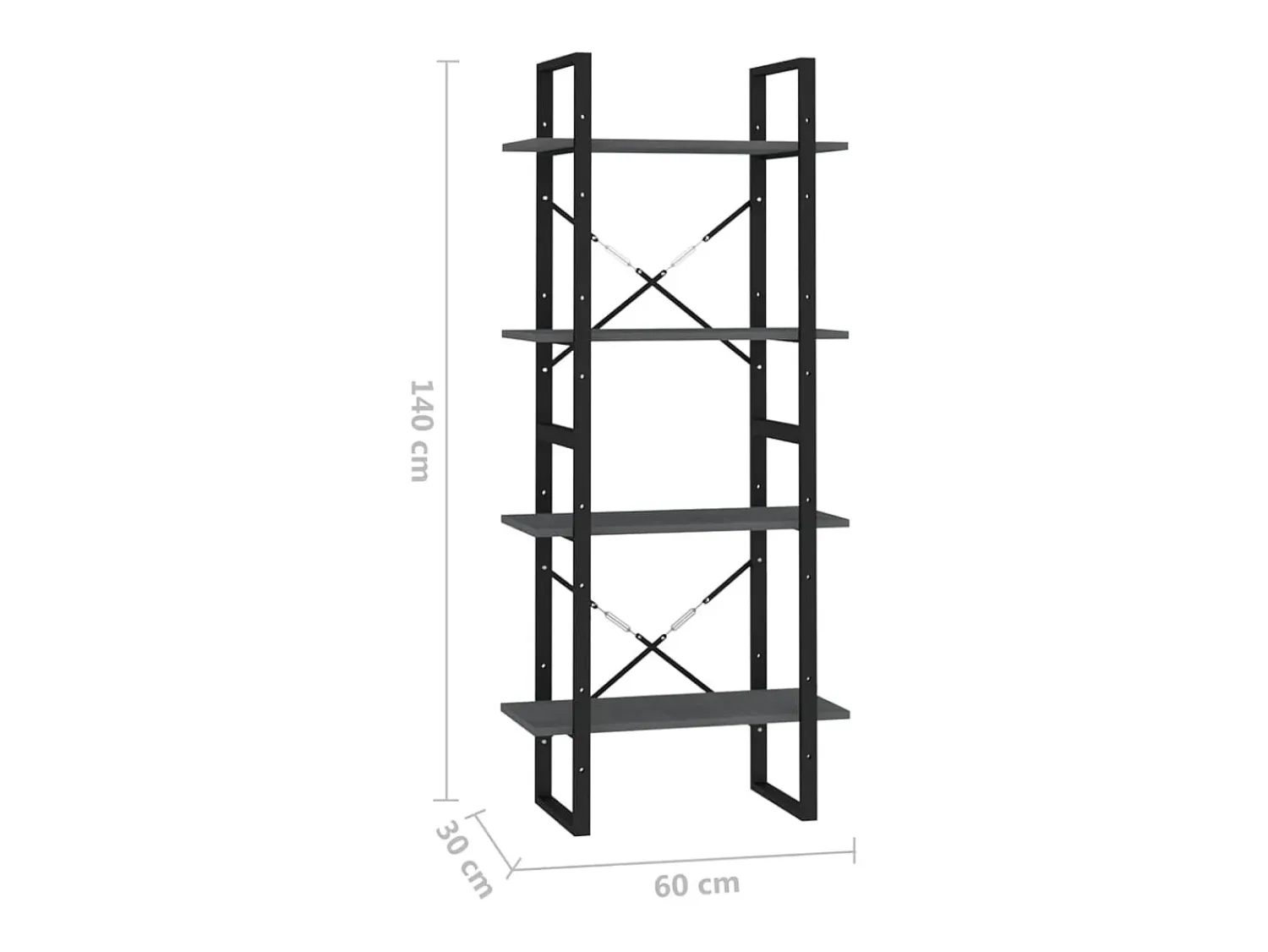 vidaxl Estante com 4 prateleiras 60x30x140 cm pinho maciço Cinzento