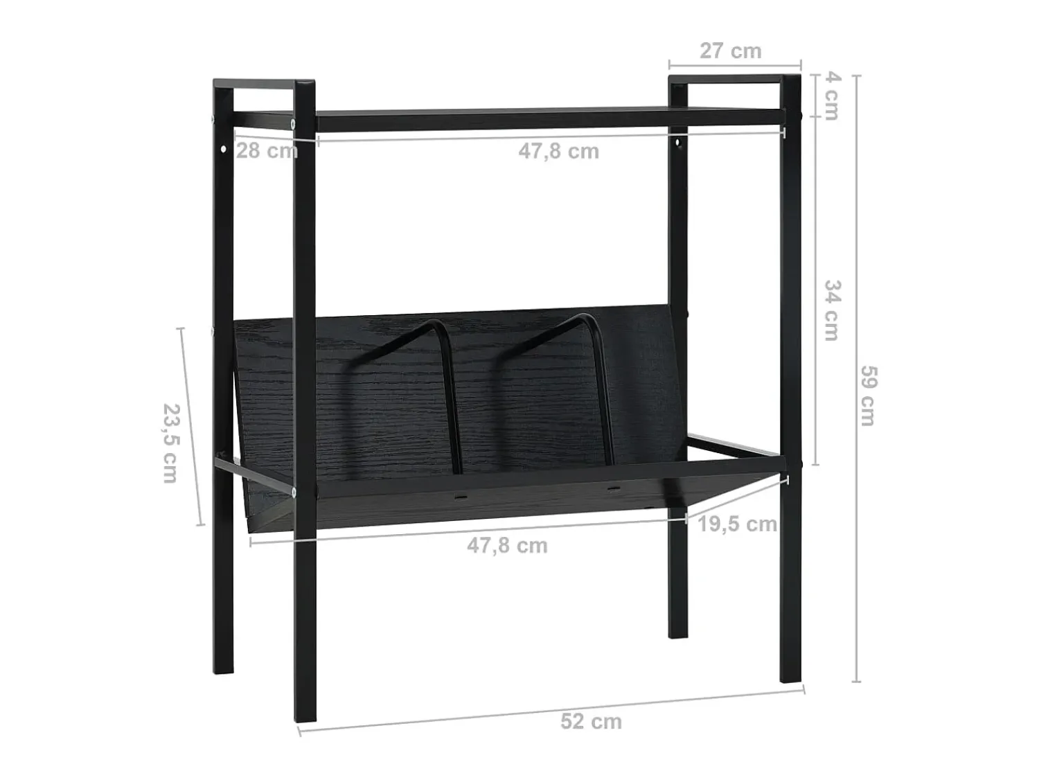 Clearance vidaxl Estante com 2 prateleiras derivados de madeira Preto