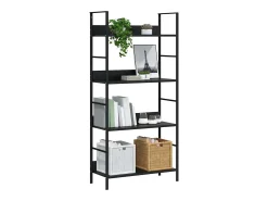 Vitrina*vidaxl Estante com 4 prateleiras derivados de madeira Preto