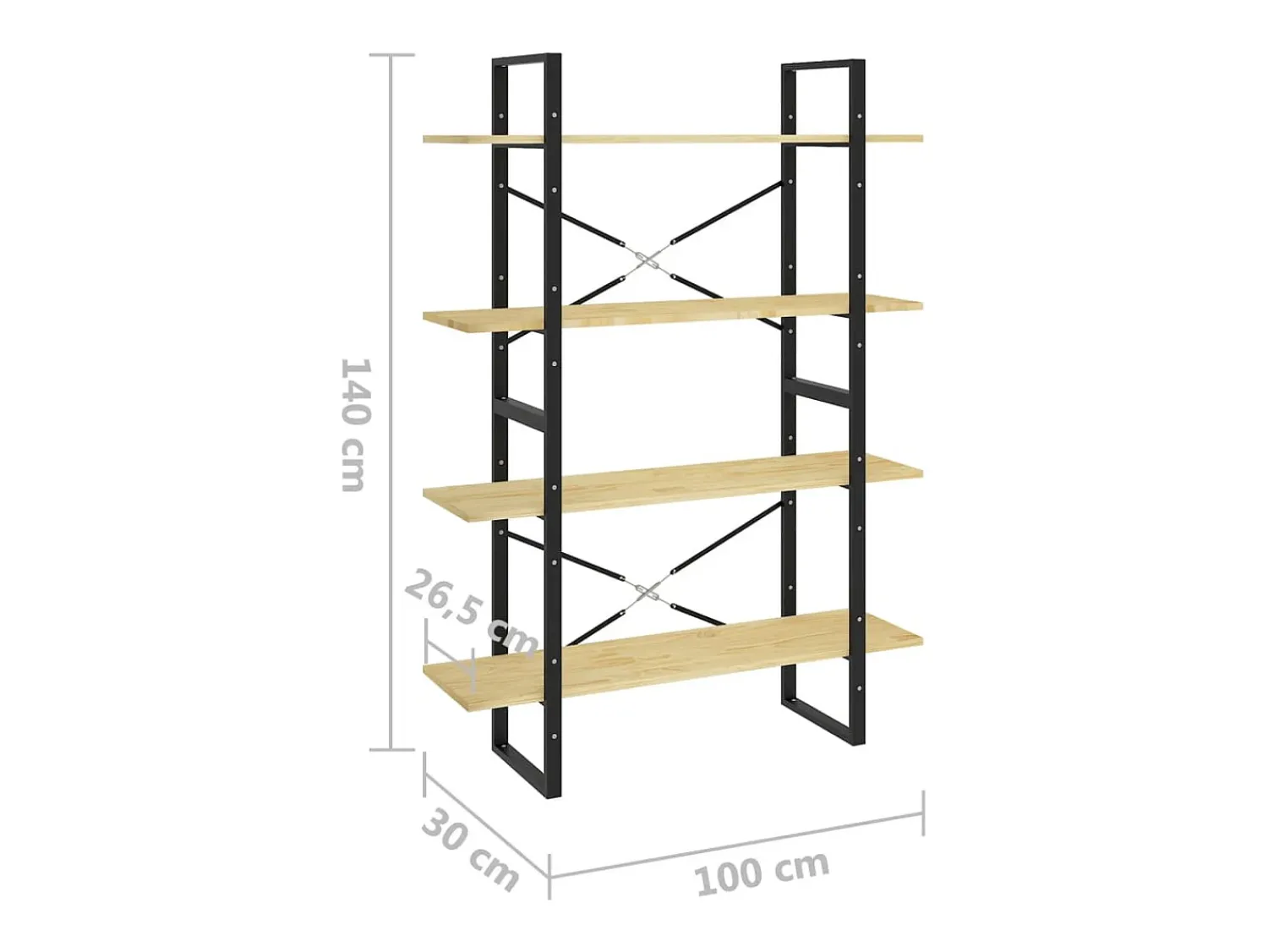 vidaxl Estante com 4 prateleiras 100x30x140 cm pinho maciço^ Vitrina