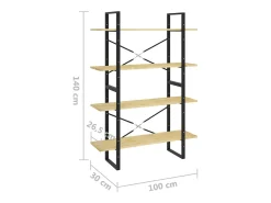 vidaxl Estante com 4 prateleiras 100x30x140 cm pinho maciço^ Vitrina