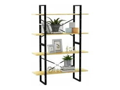 vidaxl Estante com 4 prateleiras 100x30x140 cm pinho maciço^ Vitrina