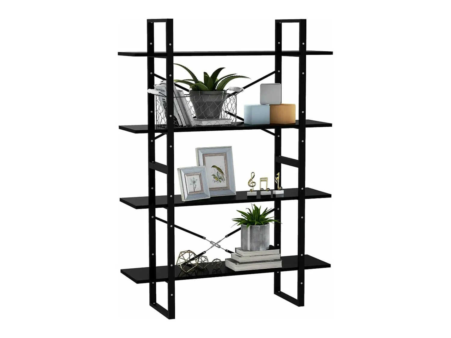 Vitrina|vidaxl Estante com 4 prateleiras derivados de madeira Preto
