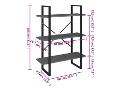 vidaxl Estante com 3 prateleiras 80x30x105 cm pinho maciço Cinzento