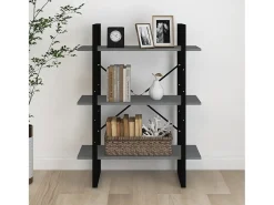 vidaxl Estante com 3 prateleiras 80x30x105 cm pinho maciço Cinzento