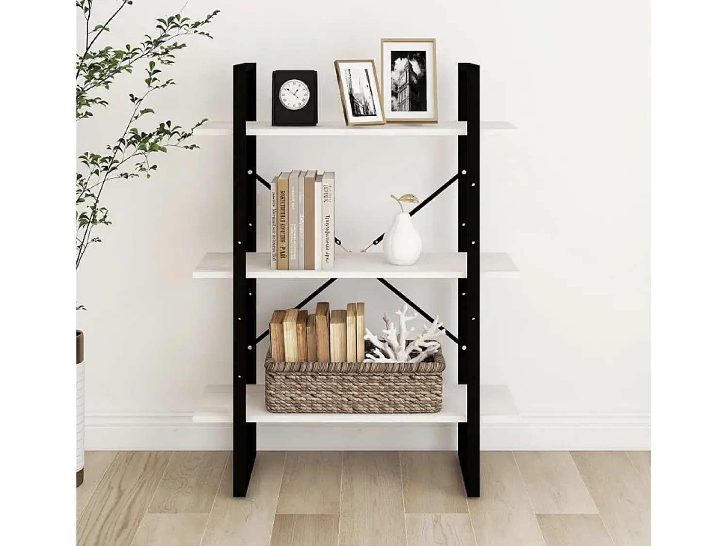 Vitrina|vidaxl Estante com 3 prateleiras 80x30x105 cm pinho maciço Branco