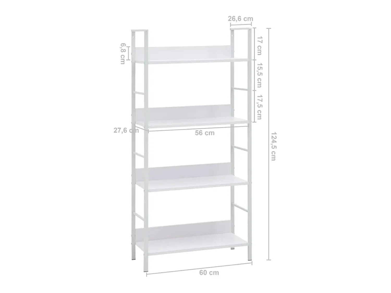 Best vidaxl Estante com 4 prateleiras derivados de madeira Branco