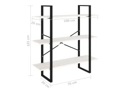 Sale vidaxl Estante com 3 prateleiras 100x30x105 cm pinho maciço Branco