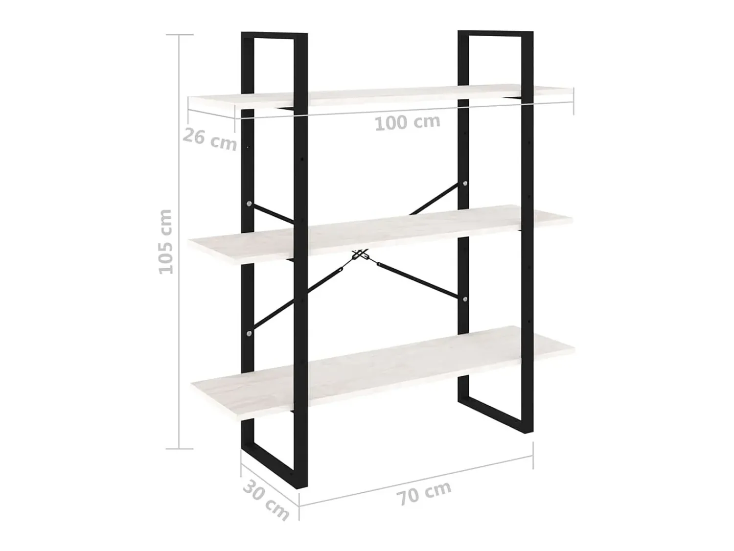 Sale vidaxl Estante com 3 prateleiras 100x30x105 cm pinho maciço Branco