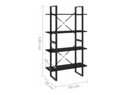 Vitrina*vidaxl Estante com 4 prateleiras 80x30x140 cm pinho maciço Preto