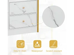 ModernLuxe Estante com 5 prateleiras, 1 porta e 2 gavetas - estilo industrial - Branco e Dourado^ Biblioteca