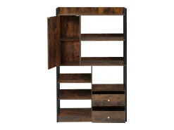 Sale ModernLuxe Estante com 5 prateleiras, 1 porta e 2 gavetas - estilo industrial - Castanho e Preto Preto / Castanho