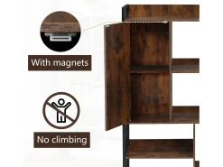 Sale ModernLuxe Estante com 5 prateleiras, 1 porta e 2 gavetas - estilo industrial - Castanho e Preto Preto / Castanho