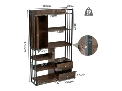 Sale ModernLuxe Estante com 5 prateleiras, 1 porta e 2 gavetas - estilo industrial - Castanho e Preto Preto / Castanho