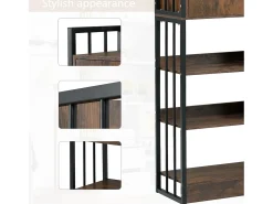 Sale ModernLuxe Estante com 5 prateleiras, 1 porta e 2 gavetas - estilo industrial - Castanho e Preto Preto / Castanho