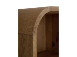 Biblioteca| Estante com contornos curvos em madeira maciça de manga com 2 portas Natural escuro
