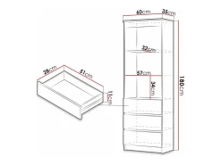Discount Estante Comfivo 184, Com gavetas, Placa de aglomerado laminado Castanho