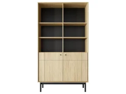 Biblioteca| Estante: Cor Carvalho Linea, pés pretos, 103,5 x 184,6 x 39 cm Castanho
