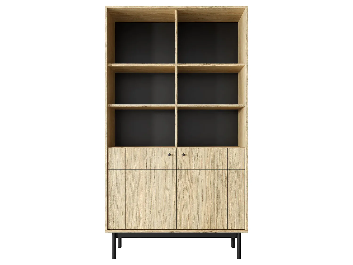 Biblioteca| Estante: Cor Carvalho Linea, pés pretos, 103,5 x 184,6 x 39 cm Castanho