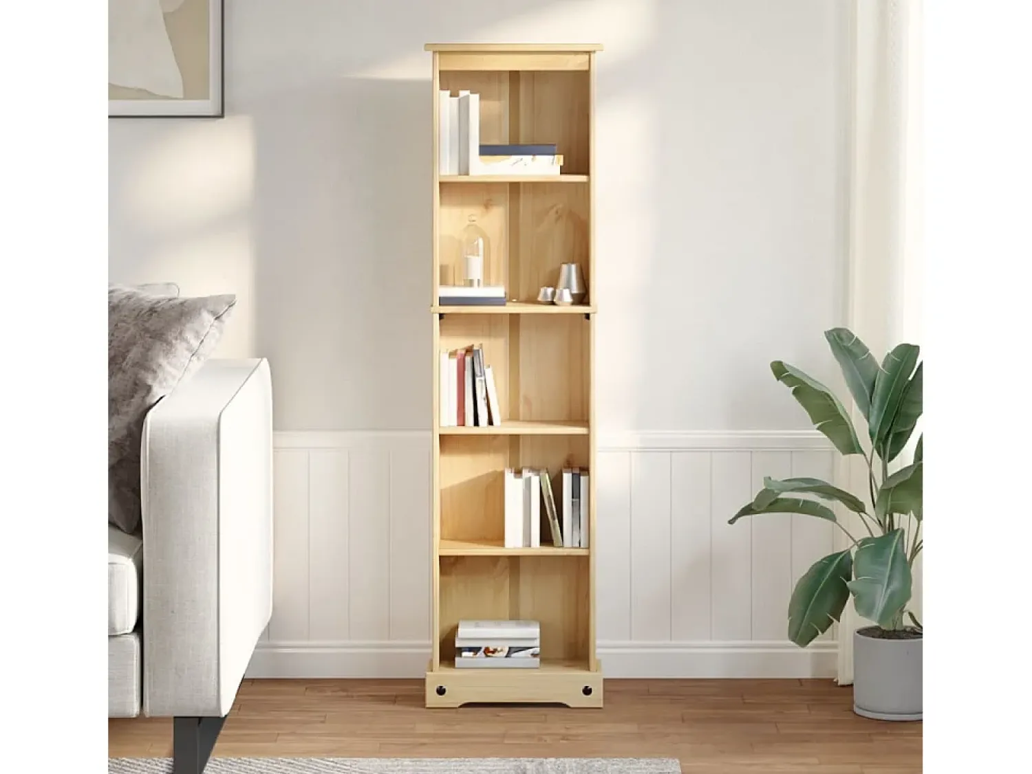 Biblioteca* Estante Corona 46x20x170 cm madeira de pinho maciça PT726502 Castanho