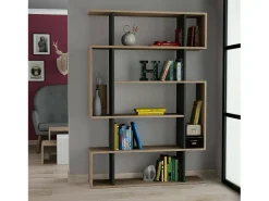 Discount Dmora Estante Daba, Estante de escritório, Estante de livros, Biblioteca, 110x26h161 cm, Carvalho e Antracite Castanho