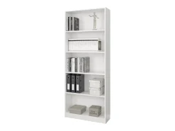 Biblioteca*Dmora Estante Dangelll, Estante linear com 4 prateleiras, Estante de escritório ou quarto, Estante moderna, 80x28h201 cm, Branco