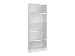 Biblioteca*Dmora Estante Dangelll, Estante linear com 4 prateleiras, Estante de escritório ou quarto, Estante moderna, 80x28h201 cm, Branco