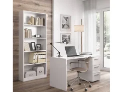 Biblioteca*Dmora Estante Dangelll, Estante linear com 4 prateleiras, Estante de escritório ou quarto, Estante moderna, 80x28h201 cm, Branco
