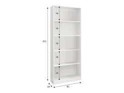Biblioteca*Dmora Estante Dangelll, Estante linear com 4 prateleiras, Estante de escritório ou quarto, Estante moderna, 80x28h201 cm, Branco
