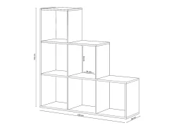 Clearance Dmora Estante Dbarth, Estante dupla face com 6 compartimentos, Prateleira divisória para escritório, 108x28h110 cm, e Carvalho Branco