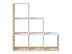 Clearance Dmora Estante Dbarth, Estante dupla face com 6 compartimentos, Prateleira divisória para escritório, 108x28h110 cm, e Carvalho Branco
