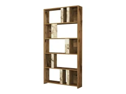 Prateleira|Dmora Estante Dbellusc, Estante de escritório, Estante de livros, Biblioteca, 90x20h180 cm, Nogueira e Mármore Branco Castanho / Branco