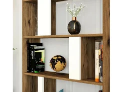 Prateleira|Dmora Estante Dbellusc, Estante de escritório, Porta-livros móvel, Biblioteca, 90x20h180 cm, Noz e Branco Castanho