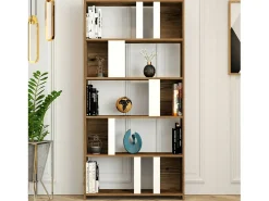 Prateleira|Dmora Estante Dbellusc, Estante de escritório, Porta-livros móvel, Biblioteca, 90x20h180 cm, Noz e Branco Castanho