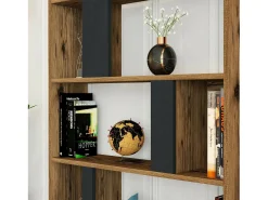 Prateleira*Dmora Estante Dbellusc, Estante de escritório, Porta-livros, Biblioteca, 90x20h180 cm, Nogueira e Antracite Cinza antracite / Castanho