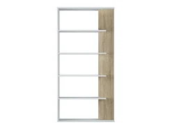 Biblioteca*Dmora Estante Dblanc, Estante dupla face com 5 prateleiras, Prateleira divisória para escritório ou quarto, 90x25h180 cm, e Carvalho Branco