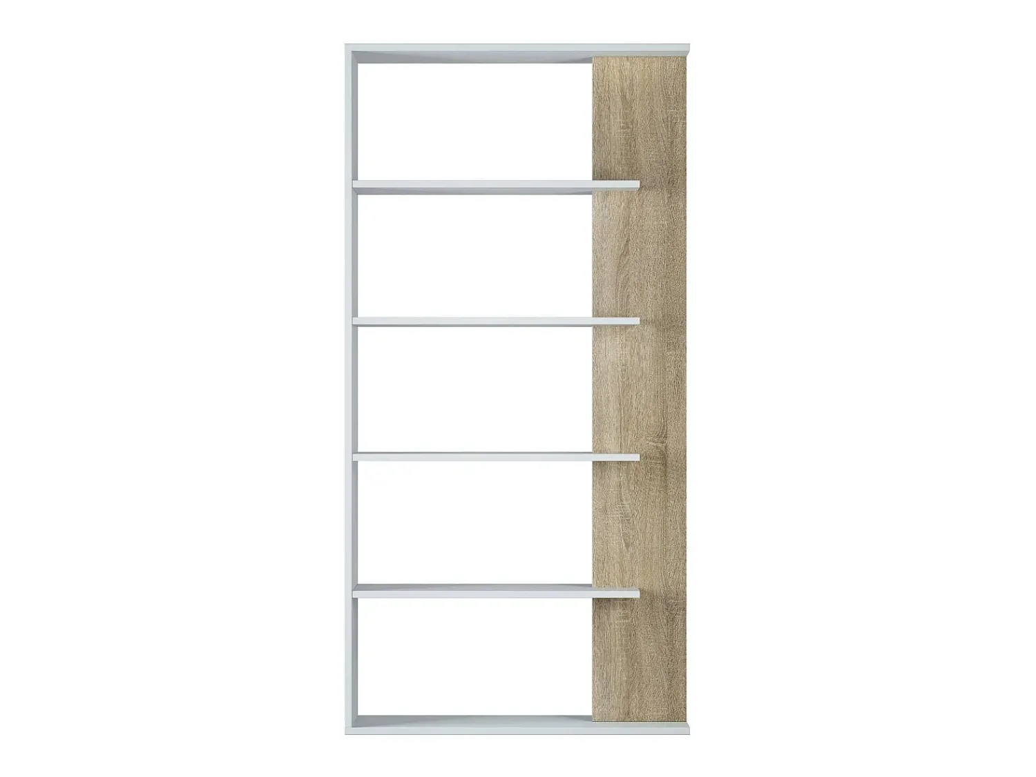 Biblioteca*Dmora Estante Dblanc, Estante dupla face com 5 prateleiras, Prateleira divisória para escritório ou quarto, 90x25h180 cm, e Carvalho Branco