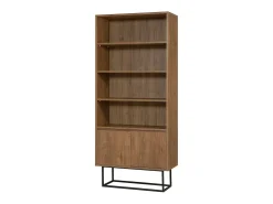 Discount Dmora Estante Dbozhana, Estante de escritório, Porta-livros móvel, Biblioteca, 80x36h182 cm, Noz e Preto Castanho