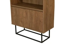 Discount Dmora Estante Dbozhana, Estante de escritório, Porta-livros móvel, Biblioteca, 80x36h182 cm, Noz e Preto Castanho